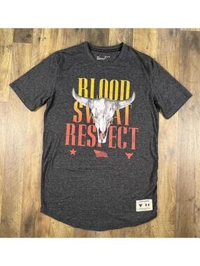 Under Armour Project Rock Brahma Blood Sweat Respect Grey T-shirt Loose Small